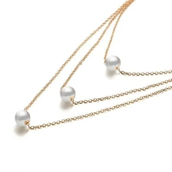 2/$21 Ladies Triple Pearl Necklace - Picture 2 of 5